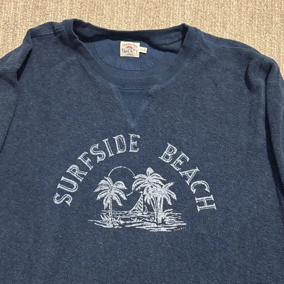 Faherty Men’s Size XXL Surfside Beach Fleece Sweatshirt Sea Navy Soft Knit - Picture 6 of 12
